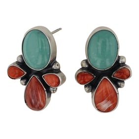 Jameson Garcia Navajo Turquoise & Spiny Oyster Earrings