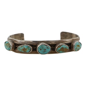 Vintage 1970's Nevada Turquoise Navajo Cuff Bracelet