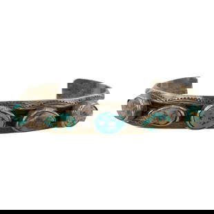 Vintage 1970's Nevada Turquoise Navajo Cuff Bracelet: Sterling Silver | Genuine Nevada Turquoise | Vintage 1970's Nevada Turquoise Navajo Cuff Bracelet | Navajo Native American Southwest Indian Jewelry | Good (no breaks or damages) | Approximate Weight: