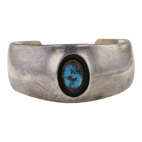 Arturo Rivera Vintage 1970's Southwest Santa Fe Artist Bisbee Turquoise Shadowbox Cuff Bracelet