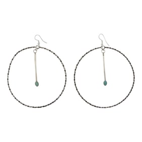 Navajo Turquoise Twist Wire hoop Earrings