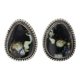 Mary Ellen Peace Sioux Tribe Blackjack Turquoise Earrings