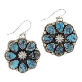 Kathleen Livingston Navajo Spiderweb Turquoise Cluster Earrings