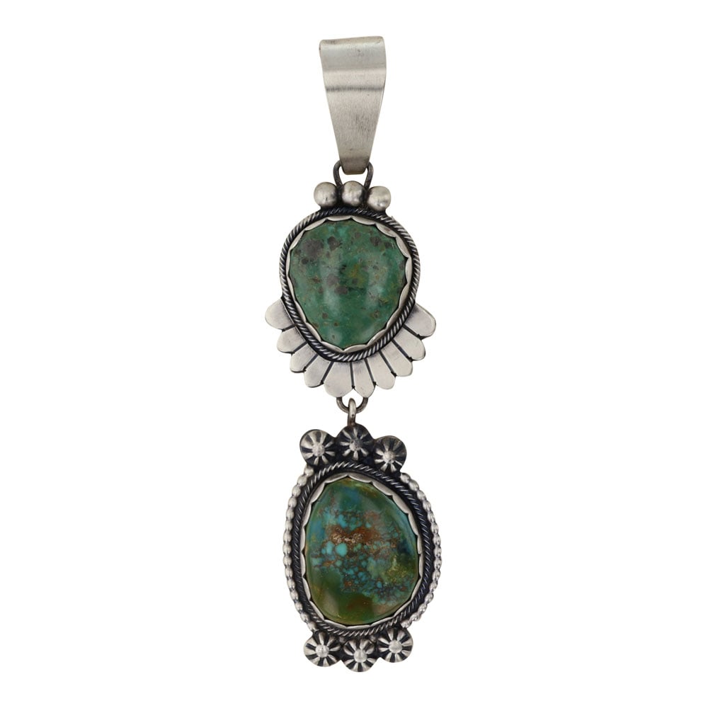 Marita Benally Navajo Nevada Turquoise Two Stone Pendant (1 of 2)