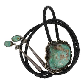 Vintage Navajo Royston Turquoise Freeform Bolo Tie