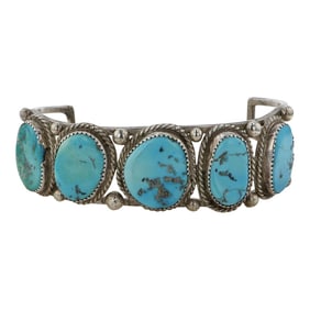 Vintage Navajo Kingman Turquoise Cuff Bracelet