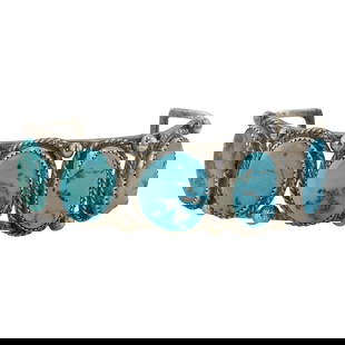 Vintage Navajo Kingman Turquoise Cuff Bracelet: Sterling Silver | Genuine Kingman Turquoise | Vintage Navajo Kingman Turquoise Cuff Bracelet | Navajo Native American Southwest Indian Jewelry | Good (no breaks or damages) | Approximate Weight: 43 Gr