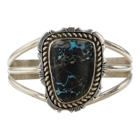 Eddie Secatero Navajo Blackjack Turquoise Cuff Bracelet