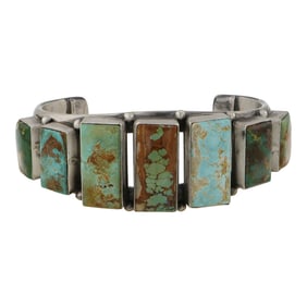 Ray Bennett Navajo Royston Turquoise Graduated Cuff Bracelet