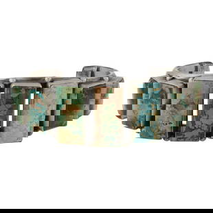 Ray Bennett Navajo Royston Turquoise Graduated Cuff Bracelet: Sterling Silver | Genuine Royston Turquoise | Ray Bennett Navajo Royston Turquoise Graduated Cuff Bracelet | Navajo Native American Southwest Indian Jewelry | Good (no breaks or damages) | Approximate