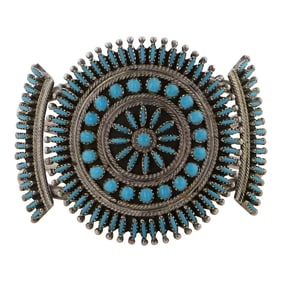 Vintage Zuni Sleeping Beauty Turquoise Needlepoint Cuff Bracelet