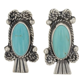 Bob Becenti Navajo Lone Mountain Turquoise Earrings