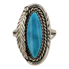 Vintage Navajo Blue Gem Turquoise Ring