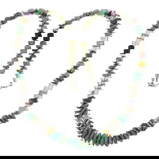 Thomas Singer (Tommy Singer) (1940-2014) Renowned Navajo Artist Turquoise Lapis black Jet sodalite &: Sterling Silver | Genuine Turquoise, Lapis, Black Onyx, Jasper | Thomas Singer (Tommy Singer) (1940-2014) Renowned Navajo Artist Turquoise Lapis black Jet sodalite & lapis Necklace | Navajo Native Ame