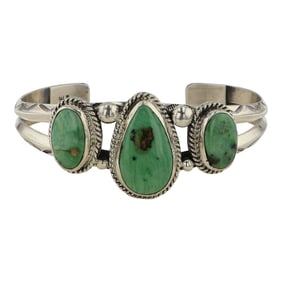 Harold Joe Navajo (1975-2025) Nevada Turquoise Thee Stone Bracelet
