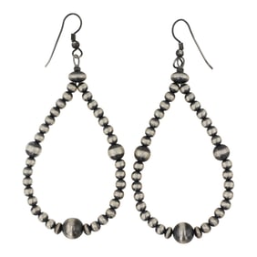 Navajo Oxidized Beads Hoop Earrings