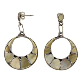 Zuni Mussel Shell Inlay Earrings