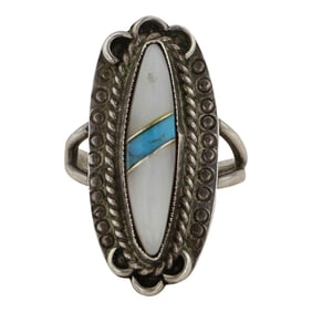Zuni Turquoise & Mother of Pearl Inlay Ring