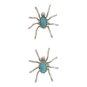 Navajo Kingman Turquoise Spider Earrings