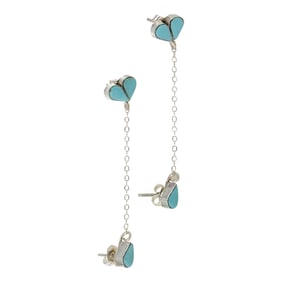 Zuni Kingman Turquoise Inlay Earrings