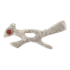 Vintage Navajo Coral Road Runner Pin