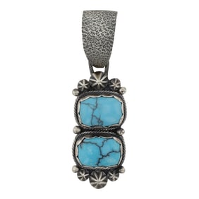 Daniel Benally Navajo Spiderweb Turquoise Two Stone Pendant