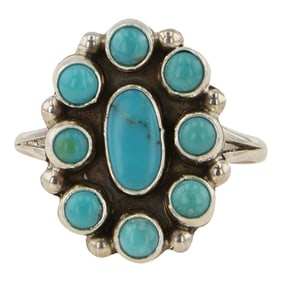 Navajo Kingman Turquoise Cluster Ring