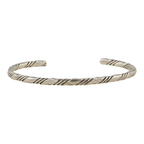 Vintage Navajo Plain Silver Twisted Cuff Bracelet