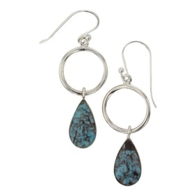 Catheryn Webster Navajo Nacozari Turquoise Contemporary Hoop Earrings