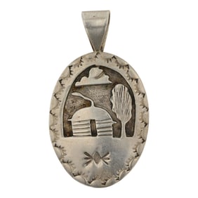 Andrew Henry Vintage Navajo Plain Silver Story Teller Pendant