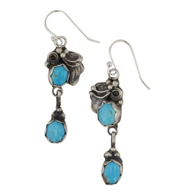 Lydia Begay Navajo Kingman Turquoise earrings