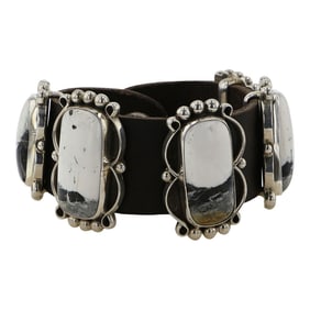 Navajo White Buffalo Leather Bracelet