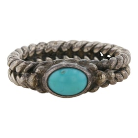 Vintage Navajo Kingman Turquoise Twist Wire Ring