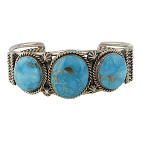 Eula Wyllie Navajo Blue Ridge Turquoise Cuff Bracelet