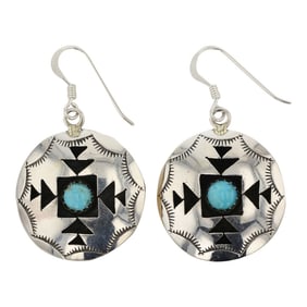 Navajo Kingman Turquoise shadowbox Earrings