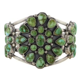 Pual Livingston Navajo Sonoran Gold Turquoise Cluster Bracelet