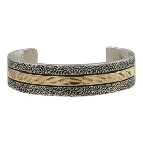 Daniel Yazzie Navajo 14K Gold & Sterling Silver Cuff Bracelet