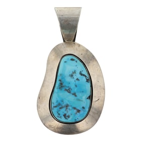 Willie Saiz Navajo Vintage Sleeping Beauty Nugget Turquoise Pendant