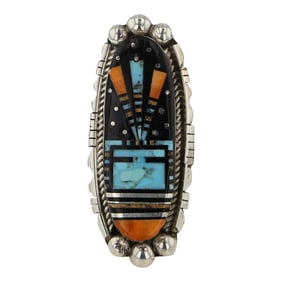 Ray Jack Navajo Master Silversmith & Lapidary Artist Turquoise Spiny Oyster Acoma Jet & Picture
