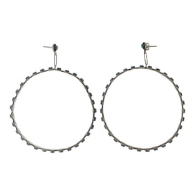 Zuni Sleeping Beauty Turquoise Needlepoint Hoop Earrings
