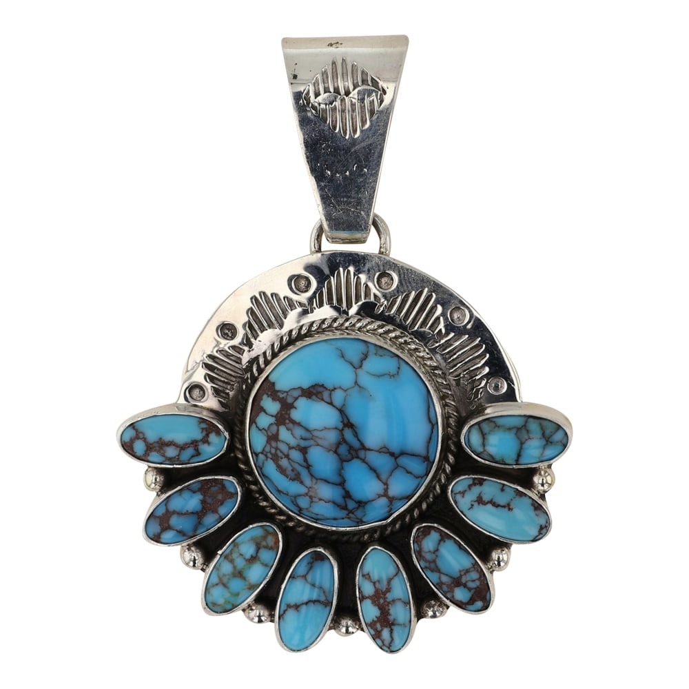 Eula Wylie Navajo Spiderweb Turquoise Pendant (1 of 2)