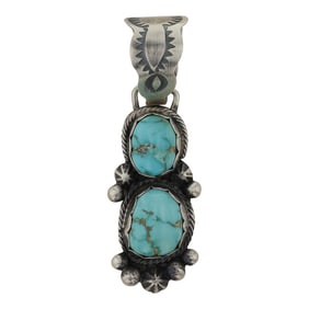 Bobby Johnson Navajo Lone Mountain Turquoise Pendant