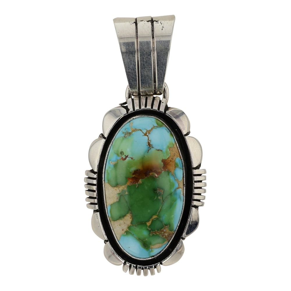 Cooper Willie Navajo Sonoran Mountain Turquoise Pendant (1 of 2)