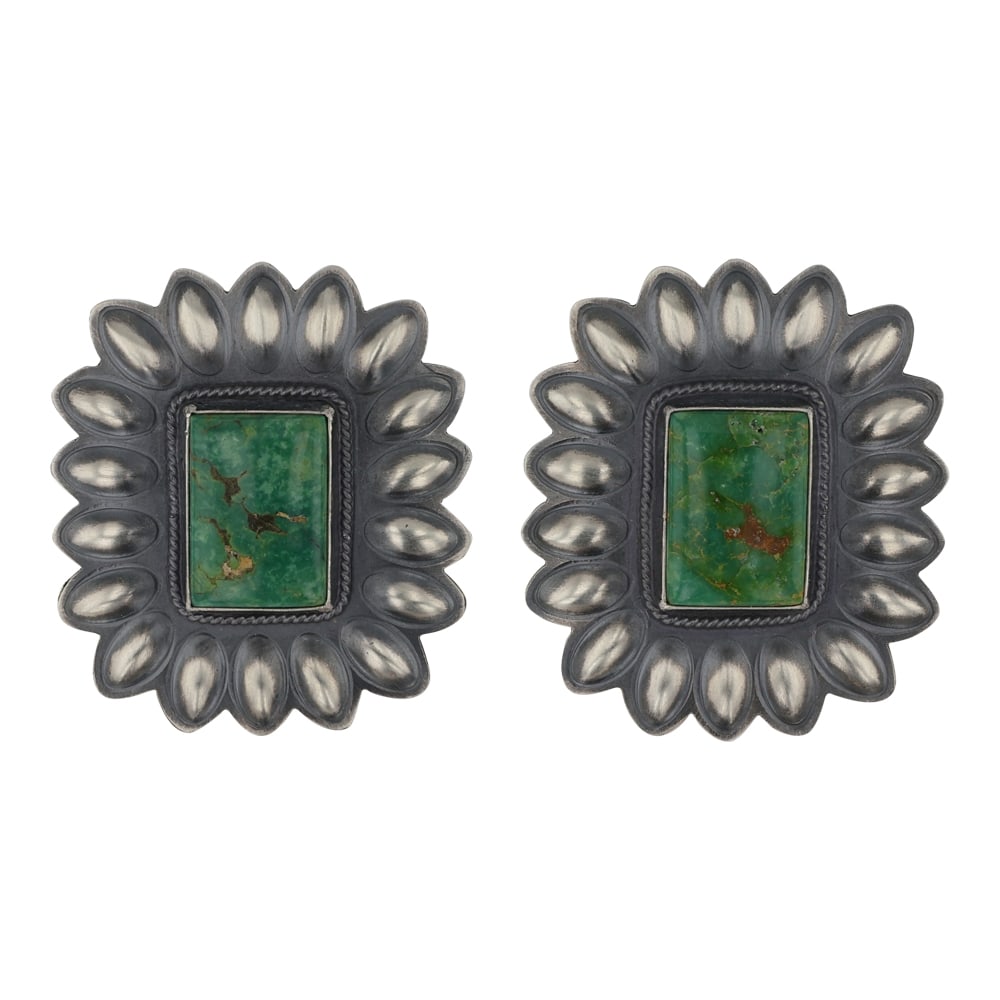 Robert Johnson Navajo Nevada Turquoise Bump out Earrings (1 of 2)