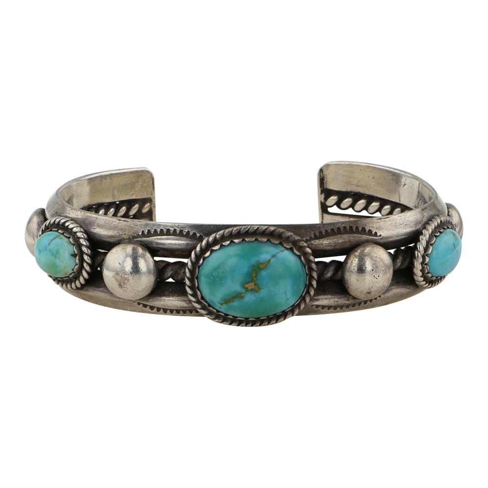 Vintage Navajo Blue Gem Turquoise Cuff Bracelet (1 of 4)