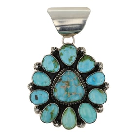 Lenora Begay Navajo Sonoran Mountain Turquoise Cluster Pendant