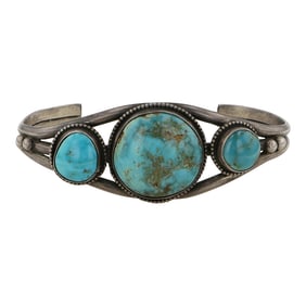 Vintage Navajo Nevada Turquoise Cuff Bracelet