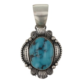 Navajo Spiderweb Turquoise Pendant