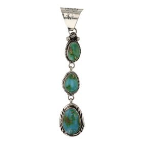 Navajo Sonoran Gold Turquoise Three Stone Pendant