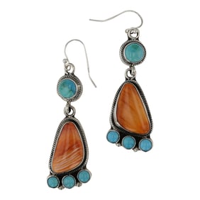 Navajo Turquoise & Spiny Oyster Earrings